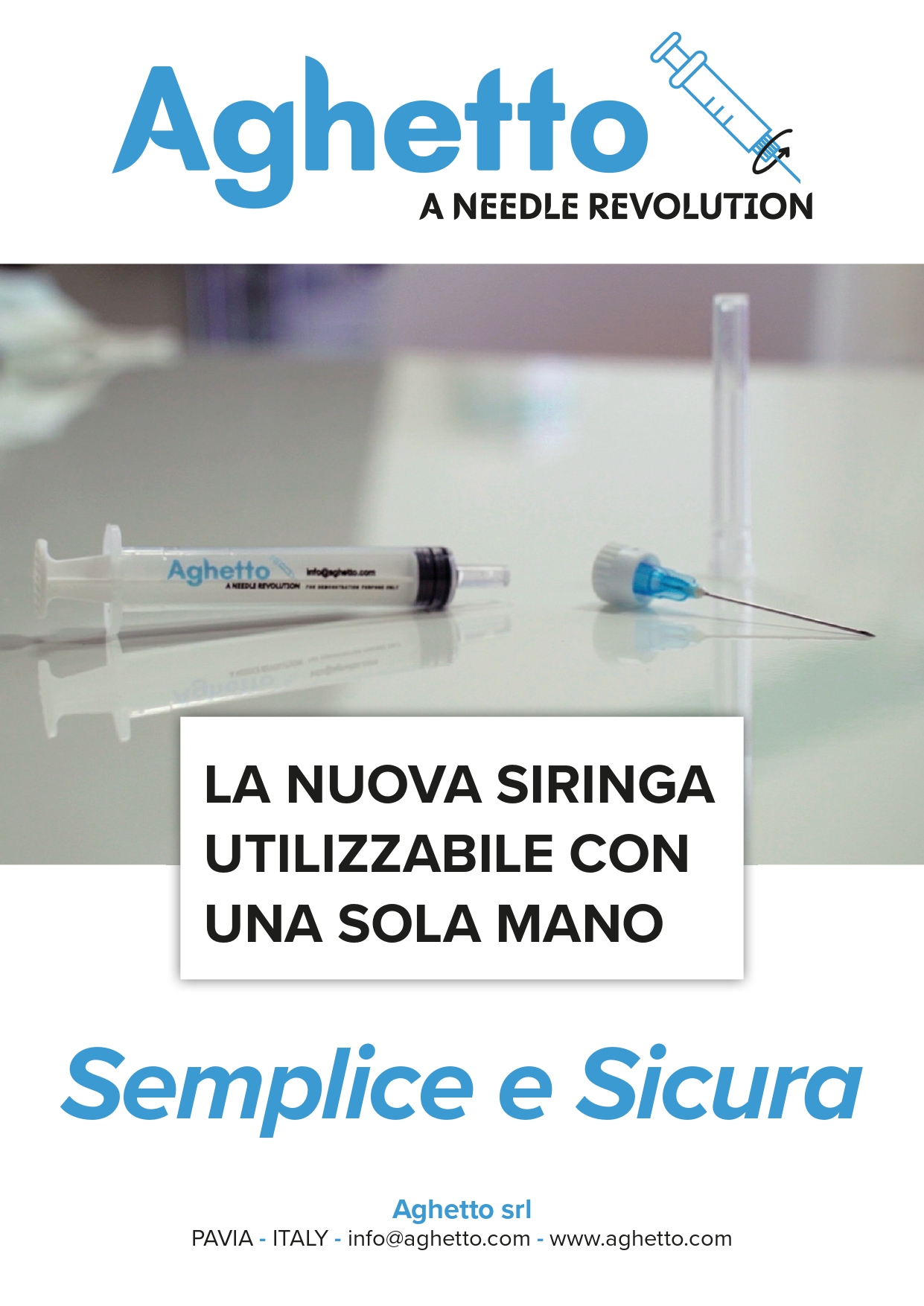 Aghetto, la nuova siringa utilizzabile con una sola mano, presentata a Milano